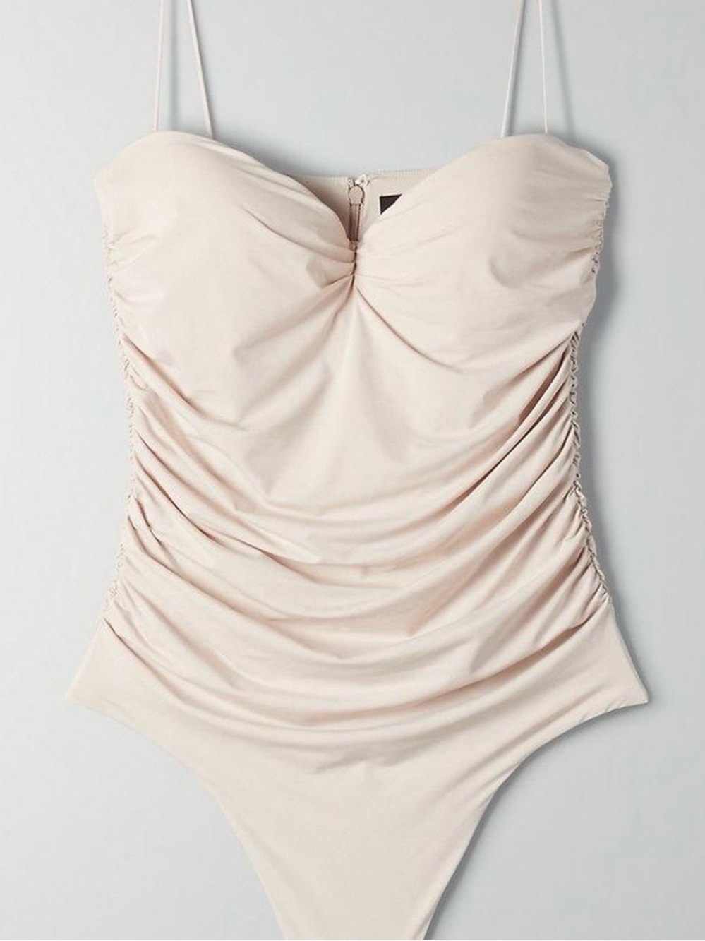 BABATON ARITZIA FUSION RUCHED SILKY BODYSUIT CREAM SIZE LARGE